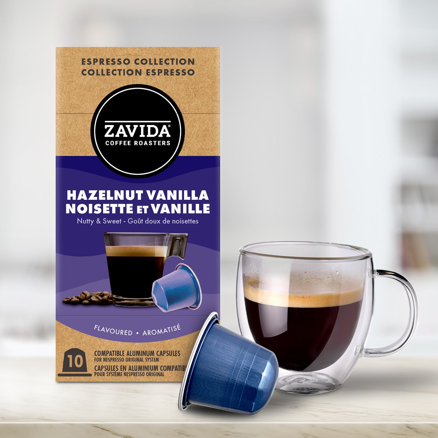 Kaffee Zavida Haselnuss Vanille - Kompatible Nespresso Kapseln, 10 Kapseln, 50g