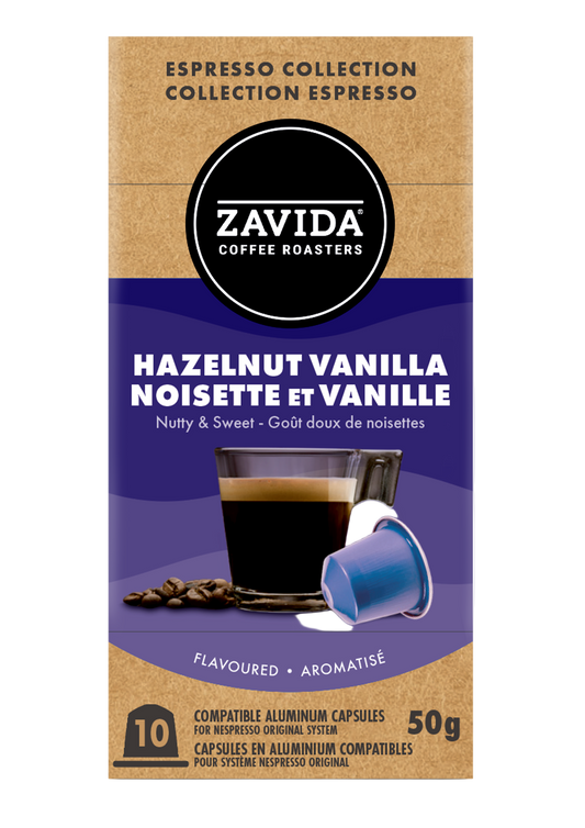 Cafea Zavida Hazelnut Vanilla - Capsule compatibile Nespresso, 10 capsule, 50g